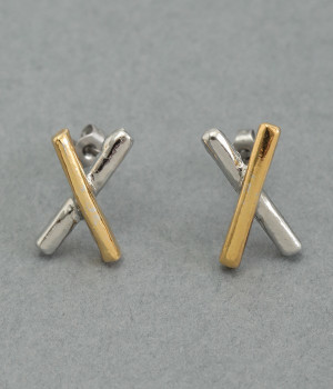 combination　cross　ピアス(ゴールド×シルバー-ONESIZE)