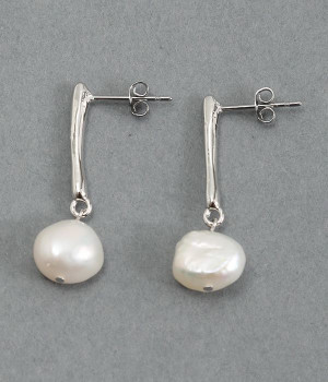 freshwater　pearl　line　mini　ピアス(シルバー-ONESIZE)