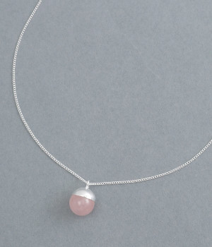 Acorn　ロングネックレス(シルバー×ローズクォーツ-ONESIZE)