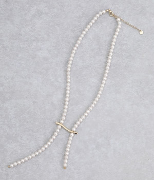 gold clip pearl ネックレス