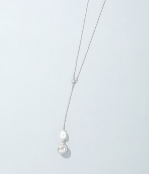 slide freshwater peal Y字ネックレス(シルバー-ONESIZE)