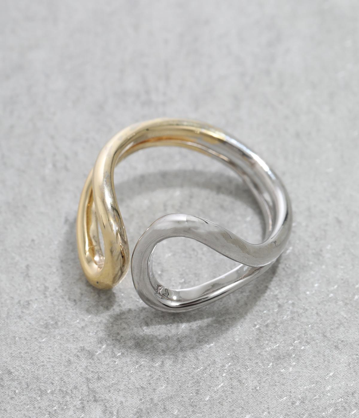 バイカラーラインリング(ゴールドシルバー-F)