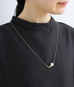 淡水パールロングネックレス(ゴールド-F)