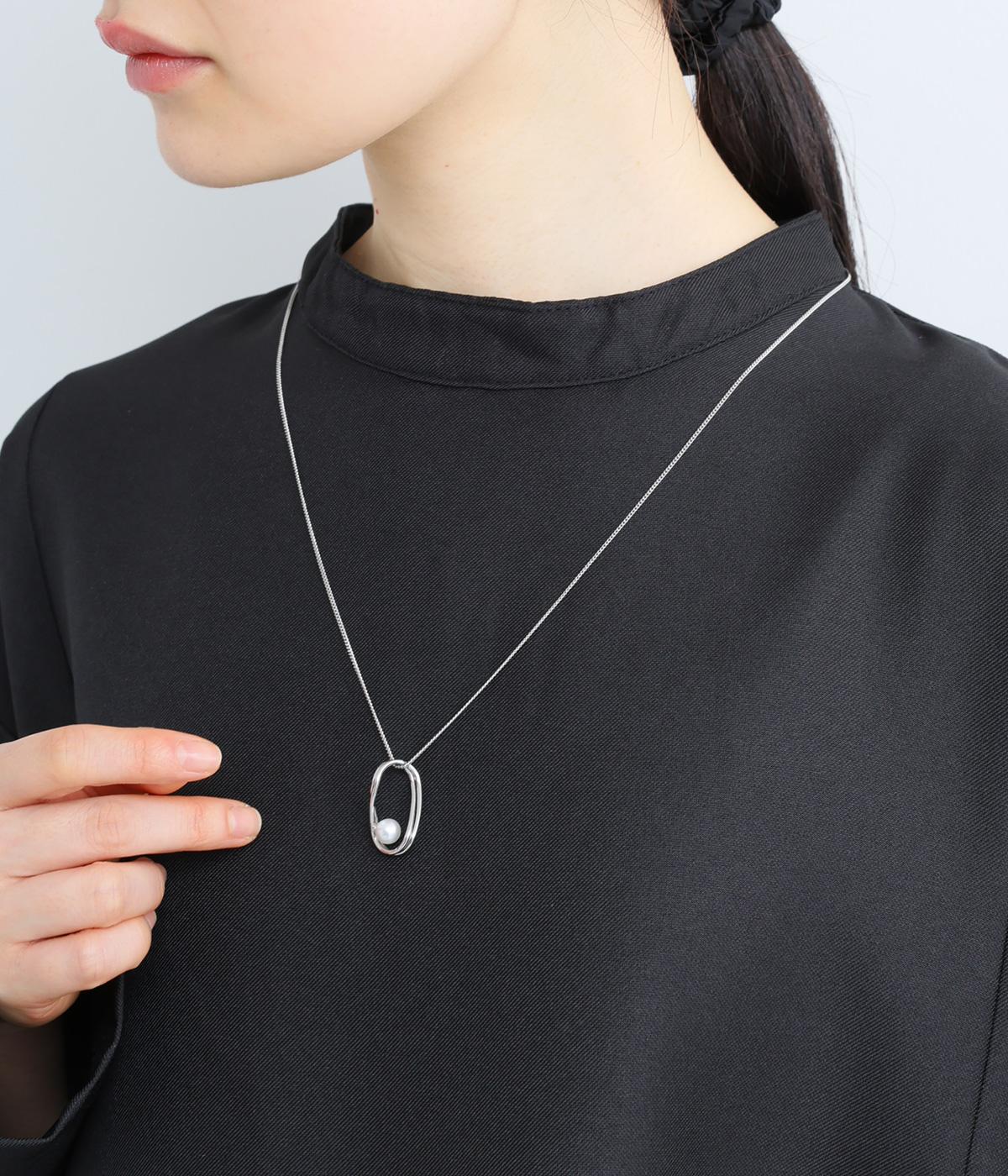 ロングパールネックレス(シルバー-F)