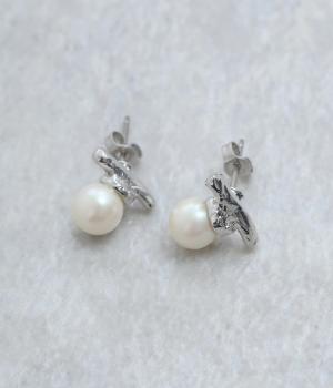 パールデザインピアス(シルバー-F)