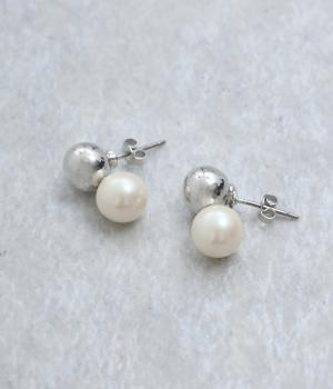 シンプルパールピアス(シルバー-F)
