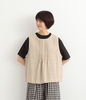 胸元ピンタック後リボンベスト(キナリ-ONESIZE)