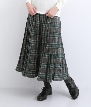 83丈杢調プリーツ加工スカート