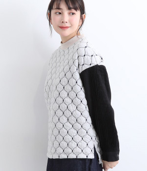 ブリスタージャカード　袖ドッキングトレーナー(グレージャカード-ONESIZE)