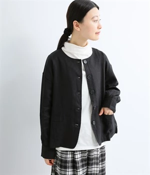 クルーネックスコッチ釦ブルゾン(ブラック-ONESIZE)
