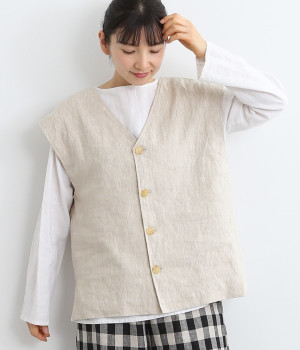 V襟前後2WAY4つ穴スコッチ釦ベスト