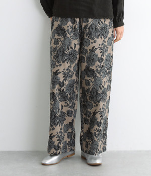 コーデュロイプリント ウエストゴムワイドシルエットパンツ