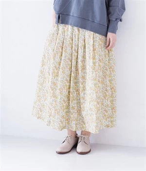 コットンミラクルウェーブ小花プリント裏付スカート