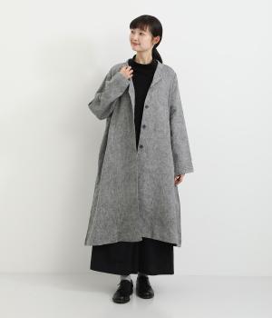 先染めシャンブレー起毛カウスピンタック加工スコッチ釦アローコート