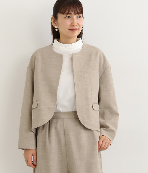 イージーケア　クレープクルーネックジャケット