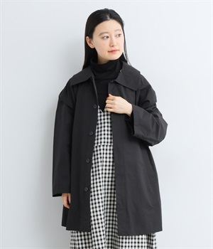 コットンナイロンワイドカラーショートコート