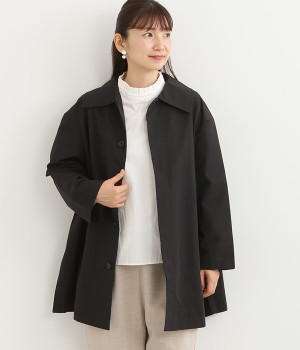 コットンナイロンワイドカラーショートコート(ブラック-ONESIZE)