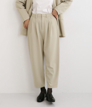 イージーケア　メランジドライツイル　タックテーパードパンツ(ライトグレー-ONESIZE)