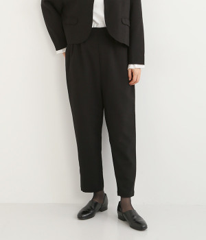 イージーケア　クレープ　イージーパンツ(ブラック-ONESIZE)