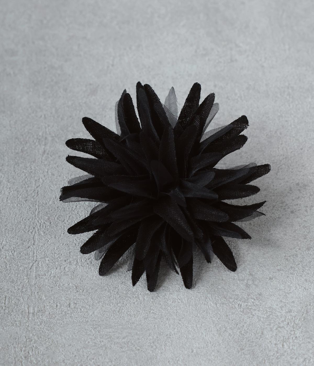 リネンシフォンコサージュ　クリサンセマム(ブラック-F)