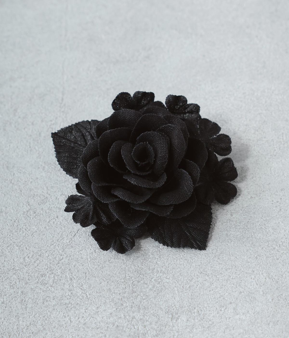 リネンコサージュワイルドローズ(ブラック-F)