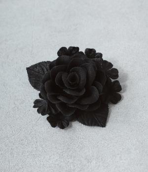 リネンコサージュワイルドローズ(ブラック-F)