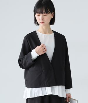 トロピカルVネックジャケット(ブラック-F)