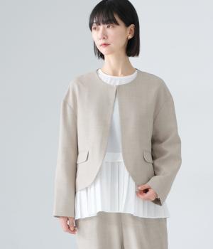 クレープファブリッククルーネックジャケット