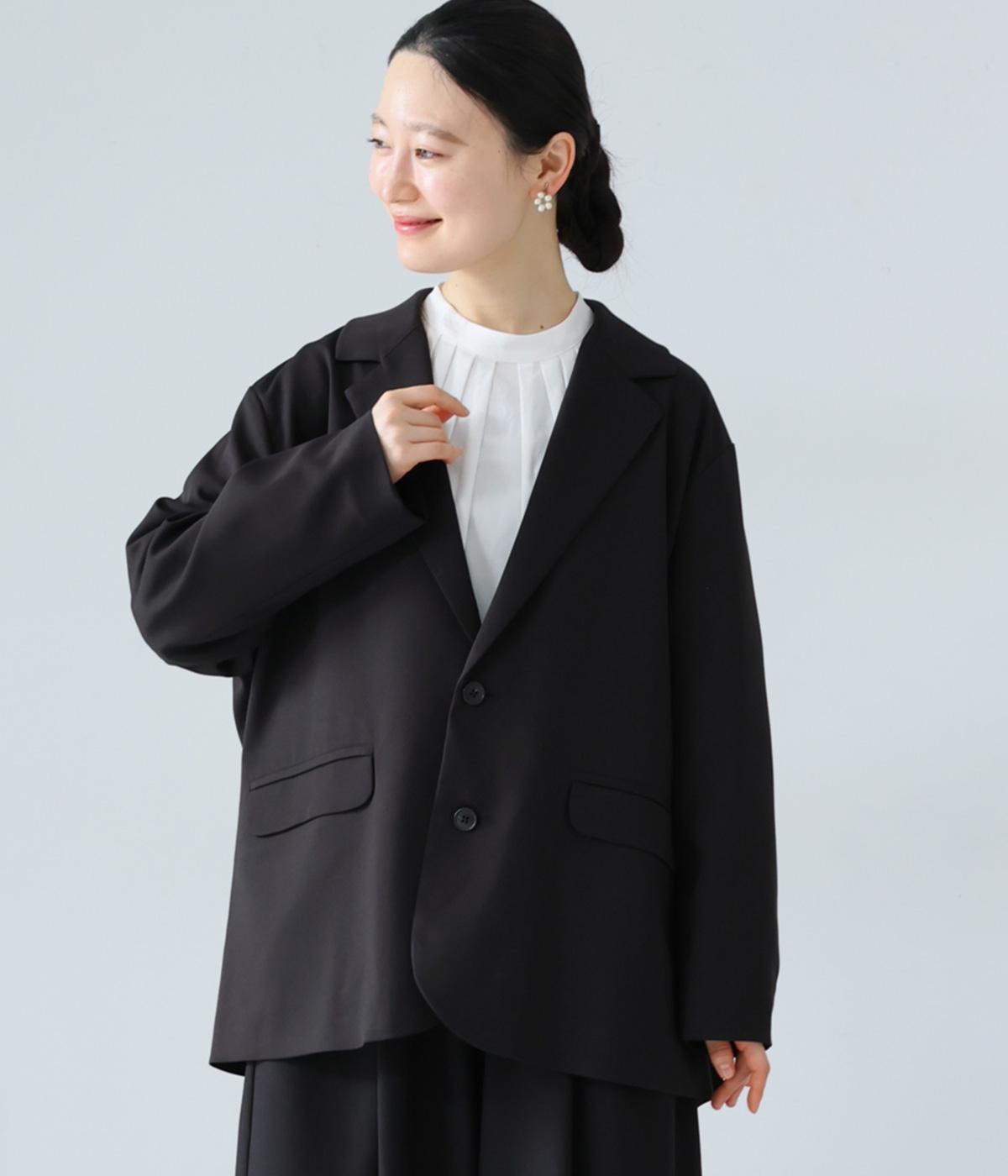 ツイルストレッチテーラードジャケット(ブラック-F)