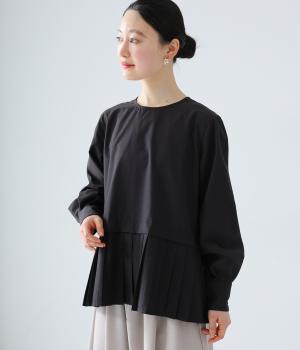 タイプライターヘムプリーツプルオーバー(ブラック-F)