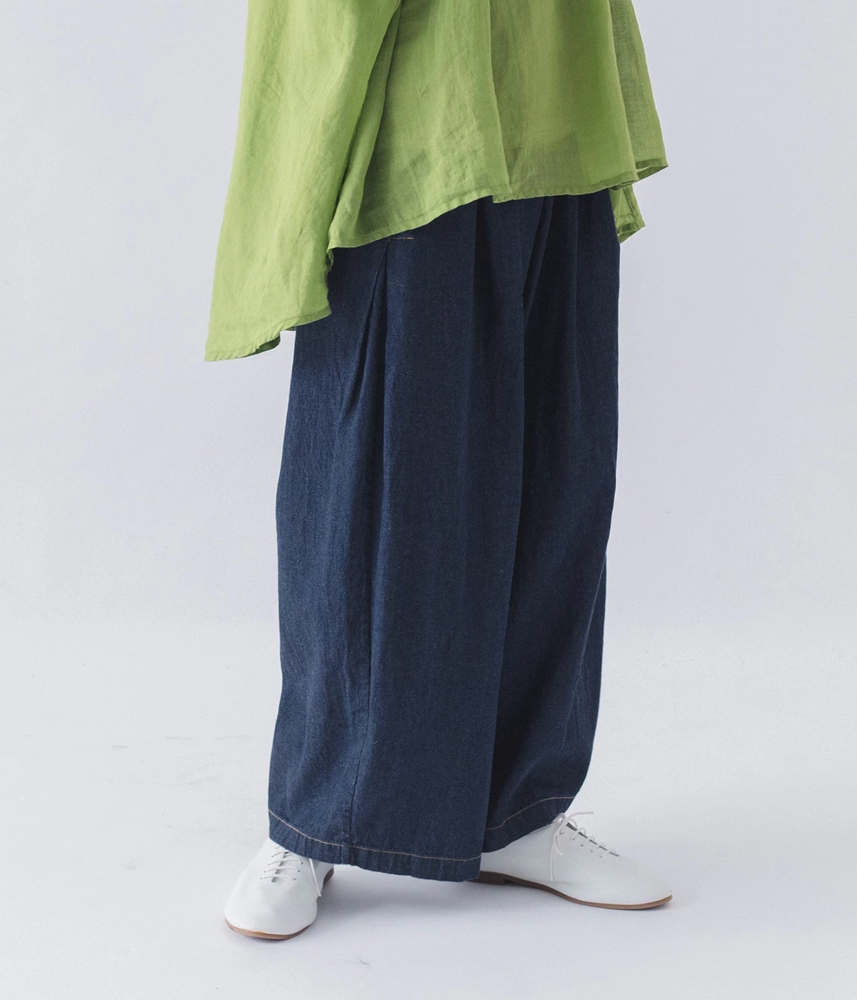 コットンリネンサイドタックパンツ