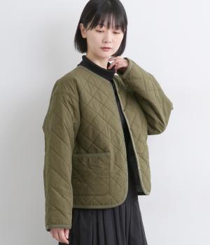 コットンクロスウールコットンキルトリバーシブルブルゾン(カーキ-F)