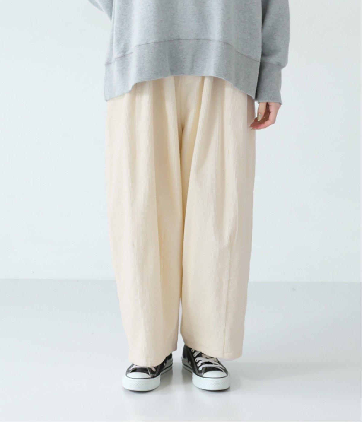 9ｗコーデュロイタックバルーンパンツ(アイボリー-F)