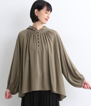 シャーリングギャザーアノラックプルオーバー