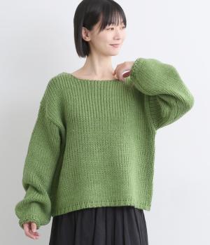 アクリルウールバルキーヤーンローゲージニットプルオーバー