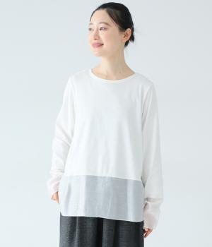 コットンポリウレタンソフトフライスキリカエロングＴシャツ(オフホワイト-F)