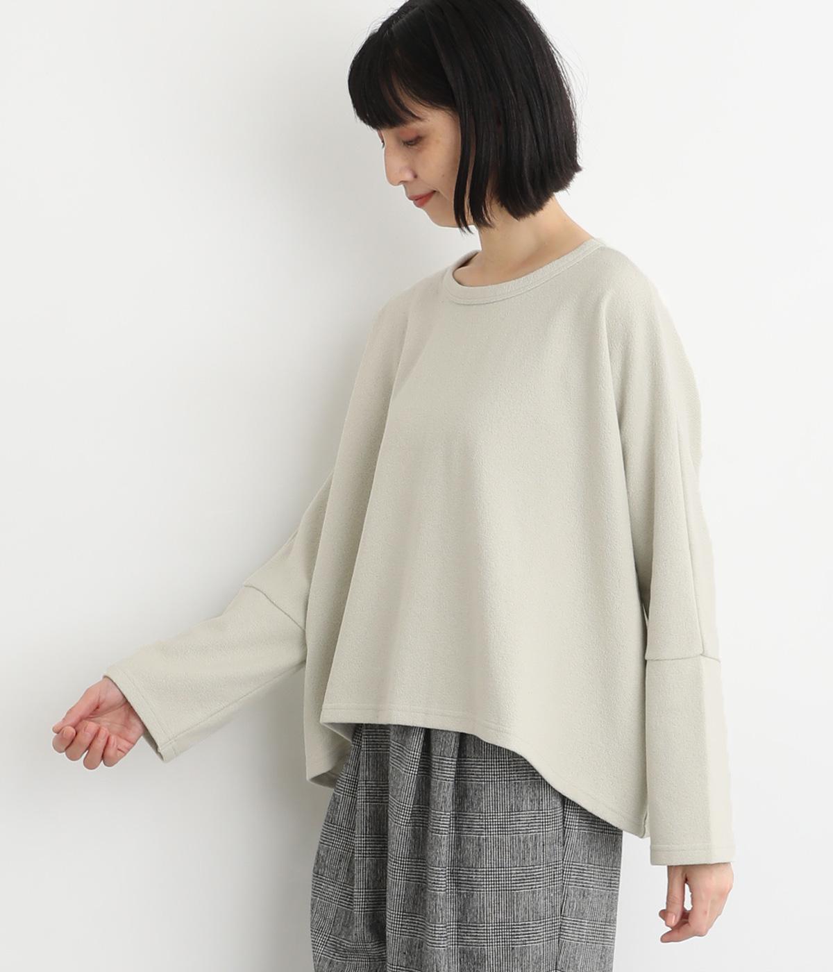 ニット裏起毛ワイドプルオーバー(グレー-F)