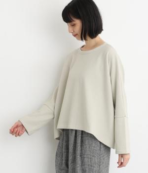 ニット裏起毛ワイドプルオーバー(グレー-F)