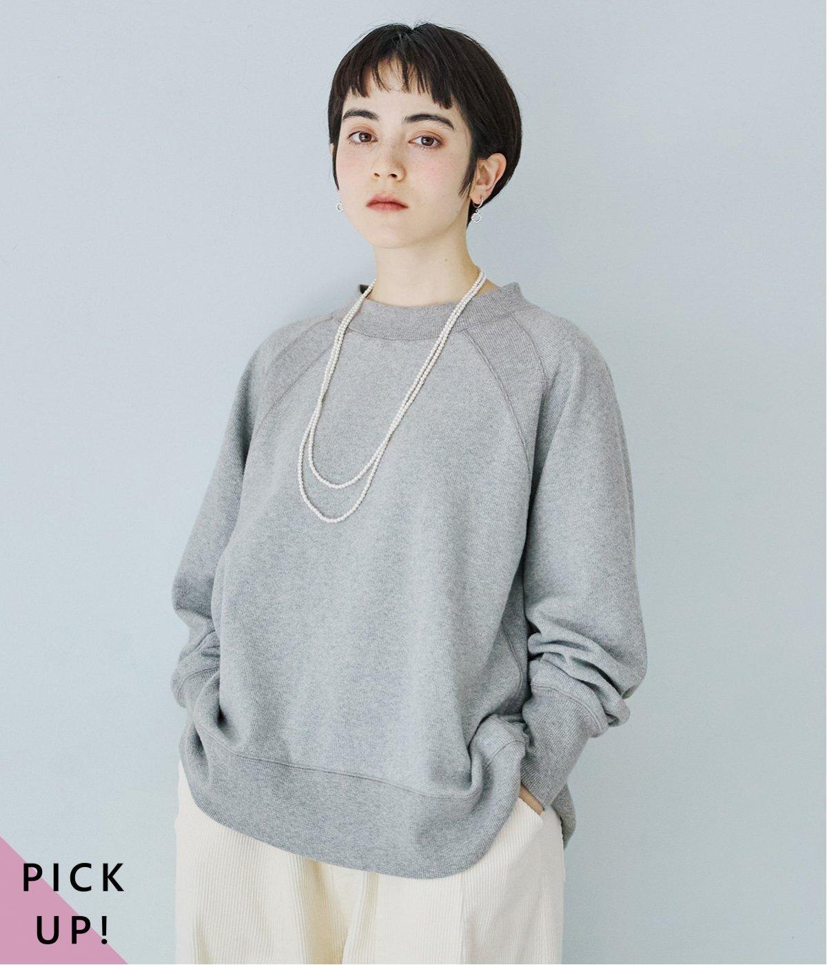 別注｜ニット裏起毛モックネックプルオーバー(杢グレー-F)