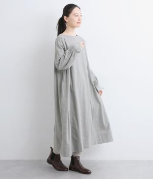 コットンソフトネル起毛レースカフスボックスワンピース