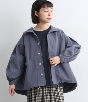 タックスリーブフードブルゾン(ブルー-F)