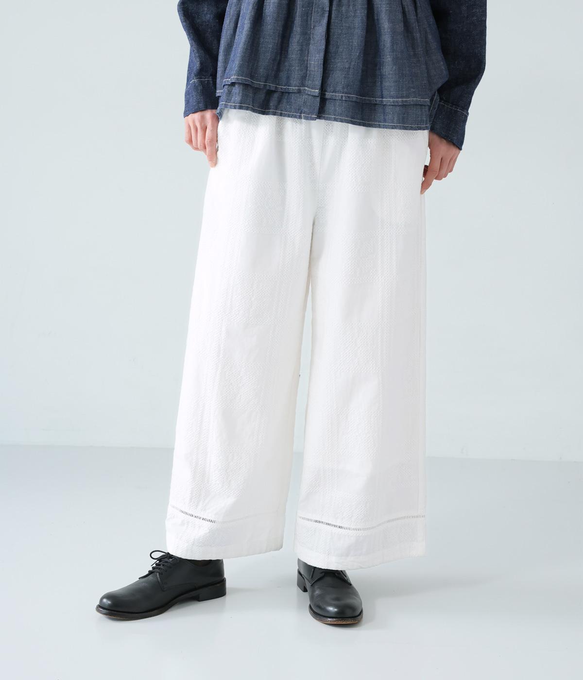 タイル刺繍パンツ(オフホワイト-F)