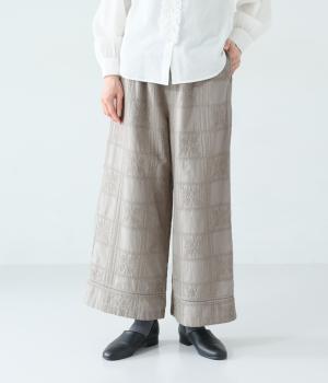 タイル刺繍パンツ(グレーベージュ-F)