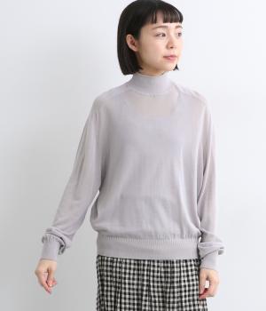 モックネックロングスリーブプルオーバー(ライトグレー-F)
