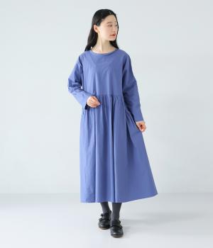 ギャザードルマンワンピース(ブルー-F)