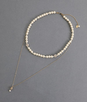2連パール&チェーンネックレス