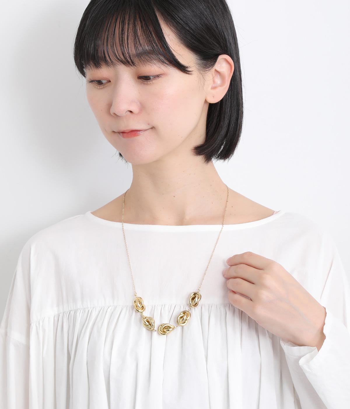 アンティーク調モチーフネックレス(ゴールド×シルバー-F)