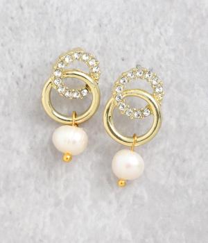 パール×ゴールド　ピアス(Ｂカラー-F)
