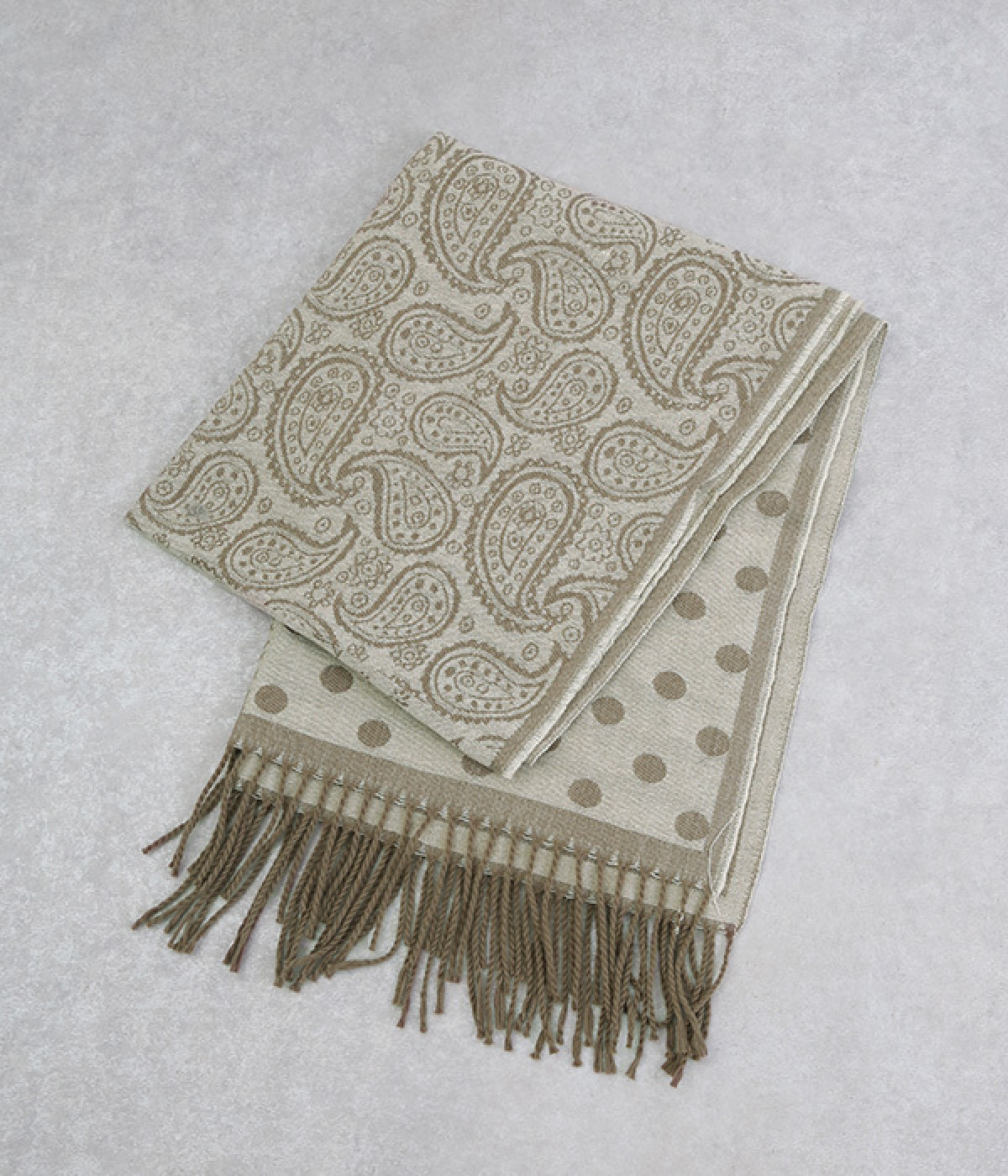 ペイズリー×ドット ストール(ベージュ-ONESIZE)