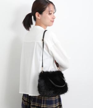 2wayエコファーハンドバッグ(ブラック-F)